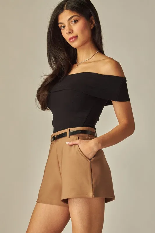 Love Poem Scuba Pocket Shorts with Belt