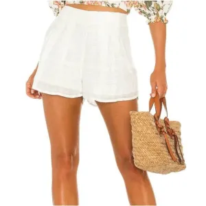 L*Space Ioana Shorts Plaid Textured Mini Cream Size L