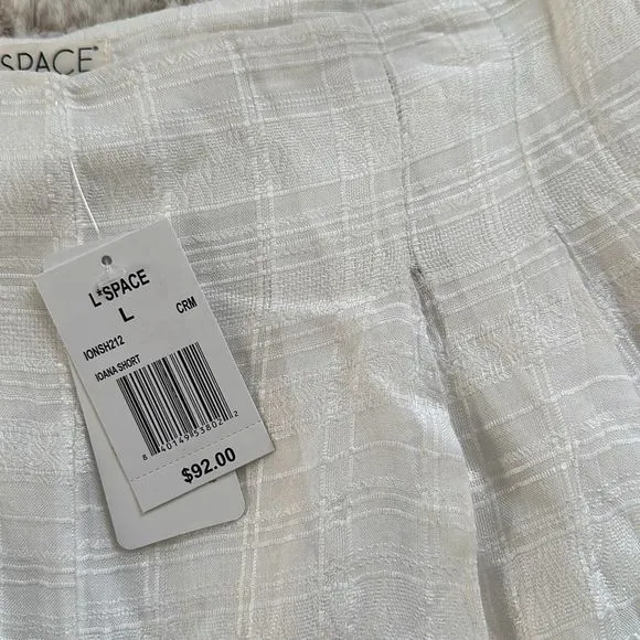 L*Space Ioana Shorts Plaid Textured Mini Cream Size L