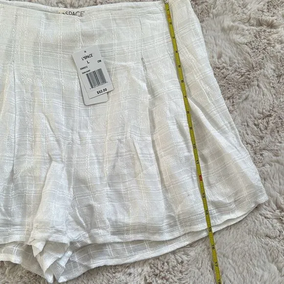 L*Space Ioana Shorts Plaid Textured Mini Cream Size L