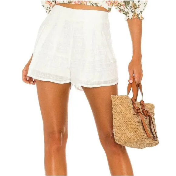 L*Space Ioana Shorts Plaid Textured Mini Cream Size L