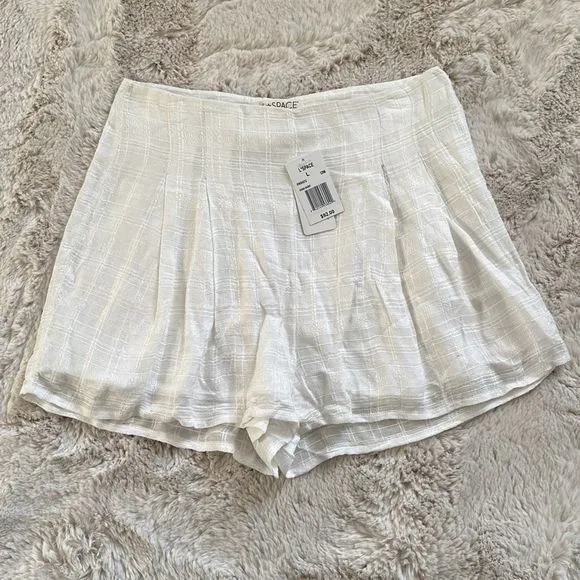 L*Space Ioana Shorts Plaid Textured Mini Cream Size L