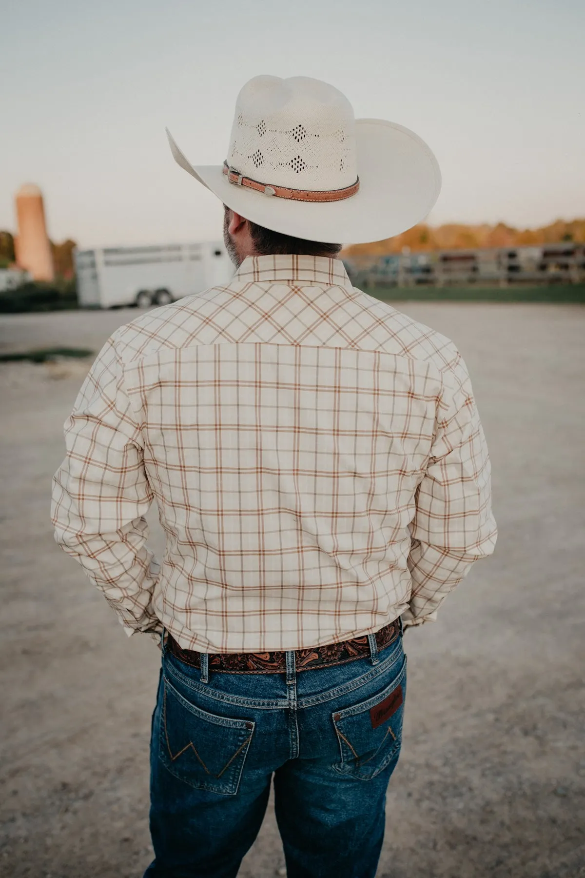 'Lucas' Natural Plaid Mens Shirt Kimes Ranch (XL ONLY)