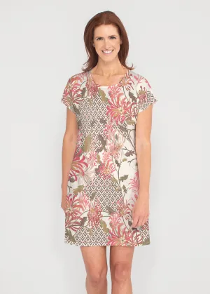 Lucia Chocolate (8129) ~ French Terry Short Sleeve Crew Dress