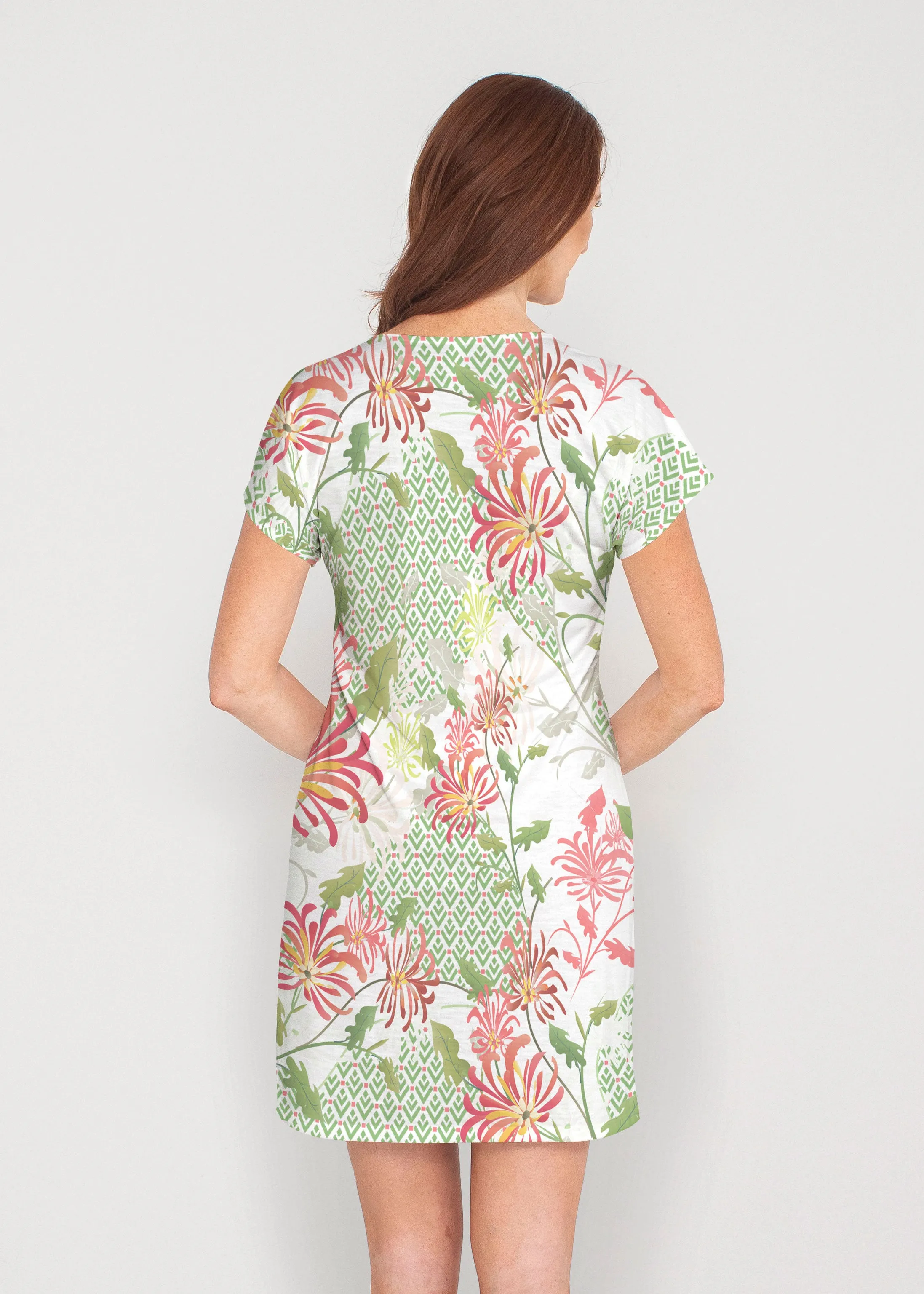 Lucia Green (8089) ~ French Terry Short Sleeve Crew Dress