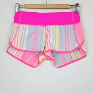 Lululemon Raspberry Glo Striped Speed Athletic Shorts Pink Lined Stretch Size 4