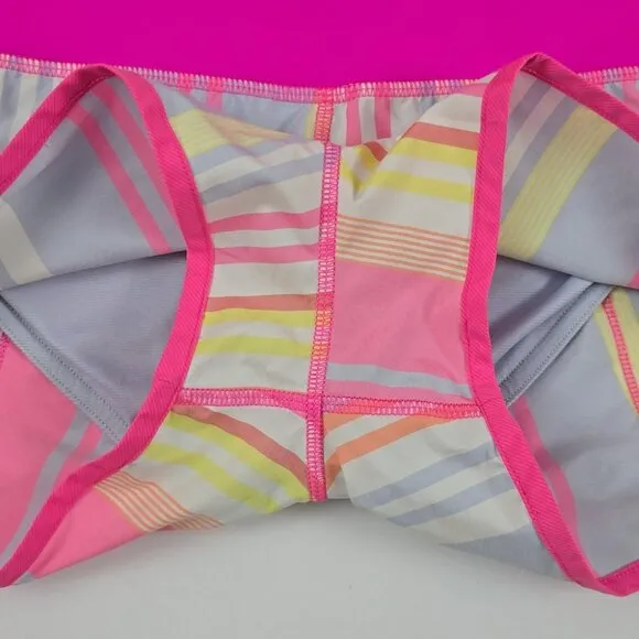 Lululemon Raspberry Glo Striped Speed Athletic Shorts Pink Lined Stretch Size 4
