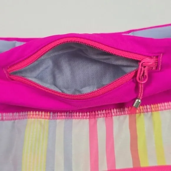 Lululemon Raspberry Glo Striped Speed Athletic Shorts Pink Lined Stretch Size 4