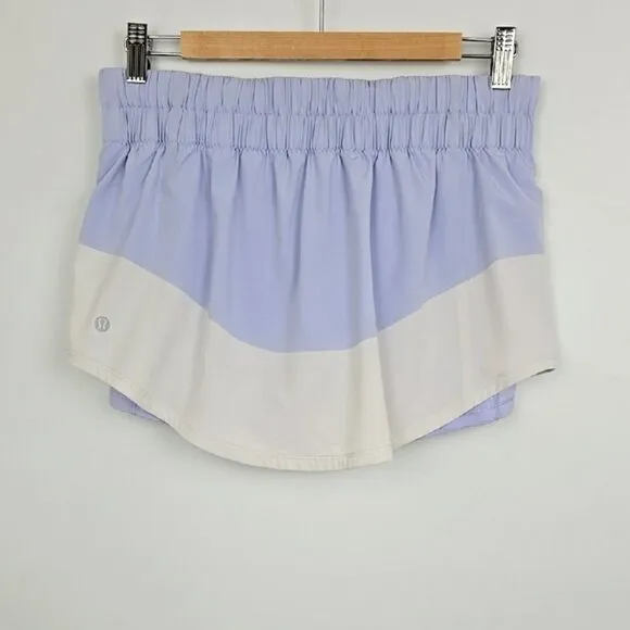 Lululemon Run Breeze Skirt Skort Mauve White Color Block Stretch Size 8