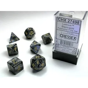 Lustrous Black/Gold 7 Poly Dice Set