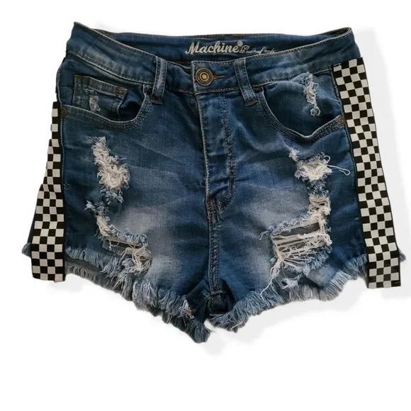 Machine Jean Shorts with Checkered sides SMALL