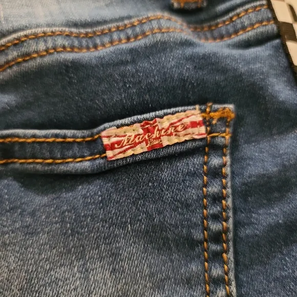 Machine Jean Shorts with Checkered sides SMALL