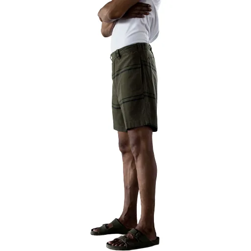 Madras Summer Short, Olive / Navy Stripe