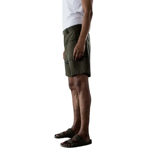 Madras Summer Short, Olive / Navy Stripe