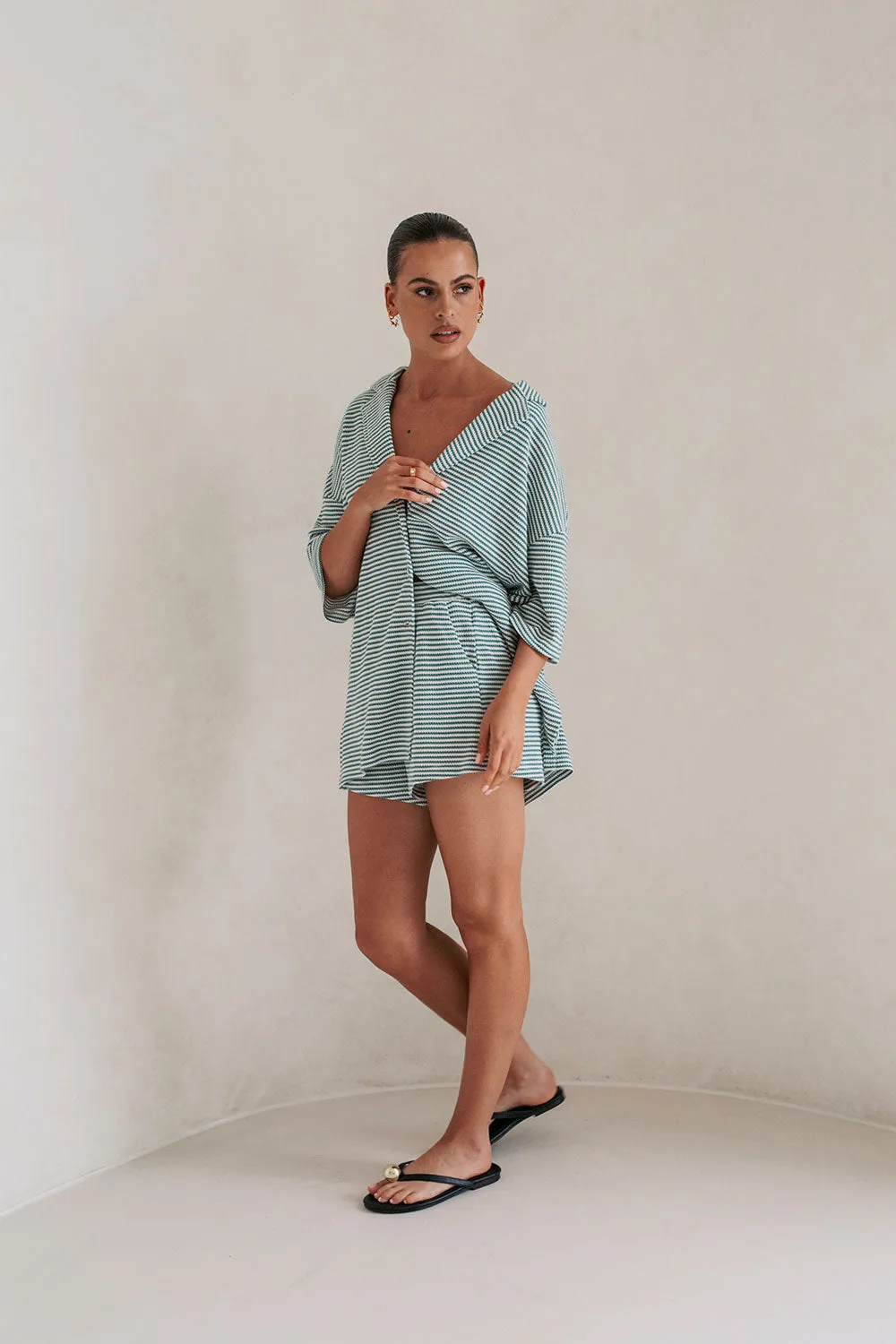 Mallory Shorts - Teal Stripe
