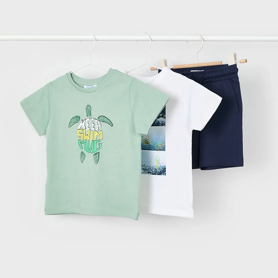 Mayoral Boys Twin T-Shirt Shorts Set 3610 Turtle