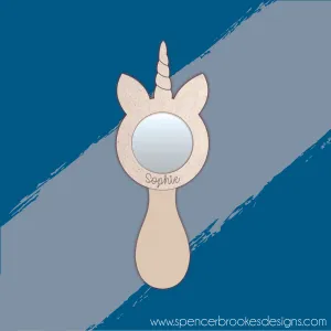 MDF and Acrylic Mirror - Handheld Unicorn