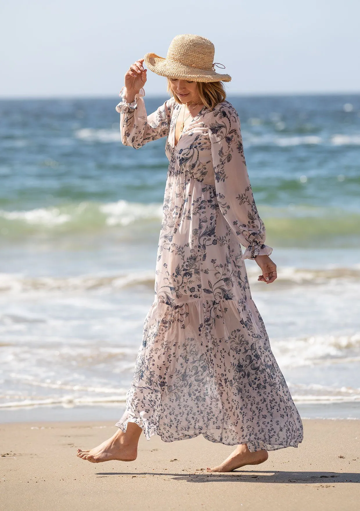 Meadow Sage Floral Maxi Dress