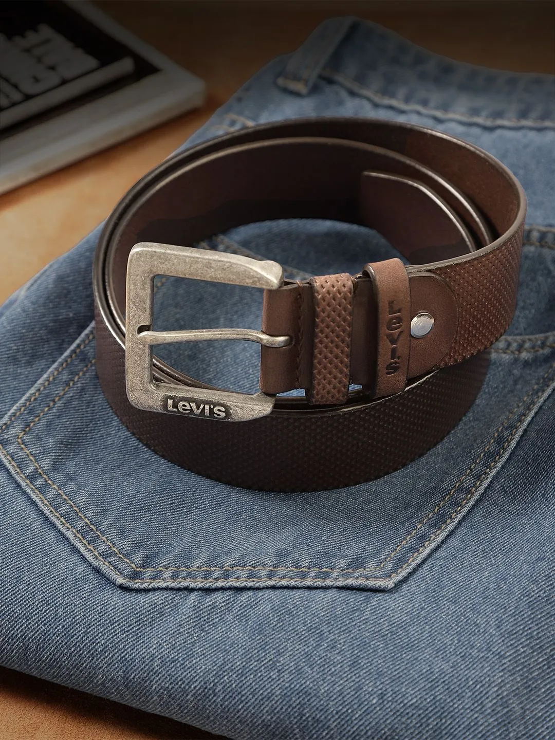 Men's Brown Textured Belt