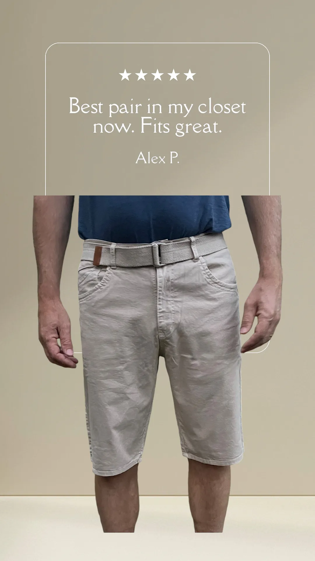 Men's Khaki Flat Front Bermuda Shorts