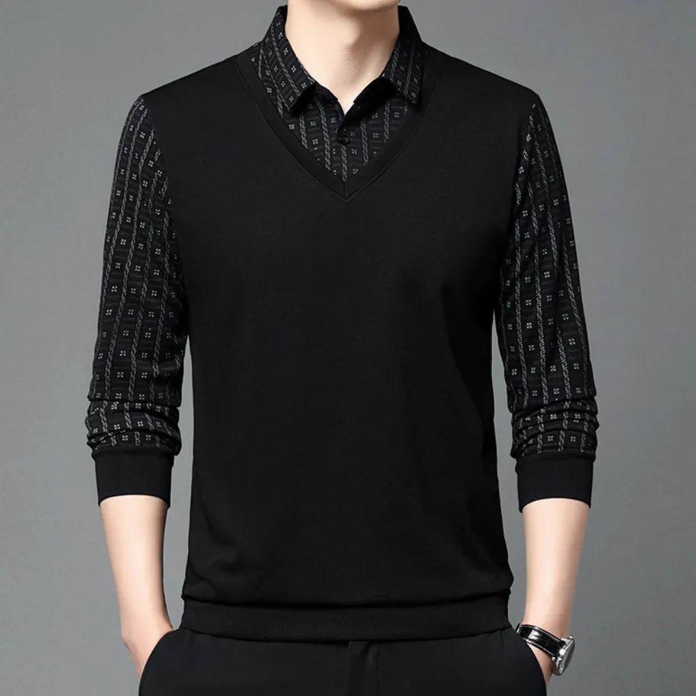 Men’s Long Sleeve Floral Pattern Polo Shirt