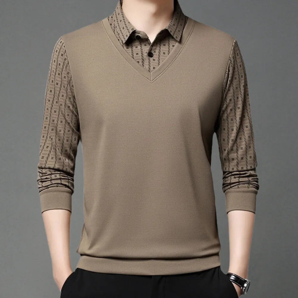 Men’s Long Sleeve Floral Pattern Polo Shirt