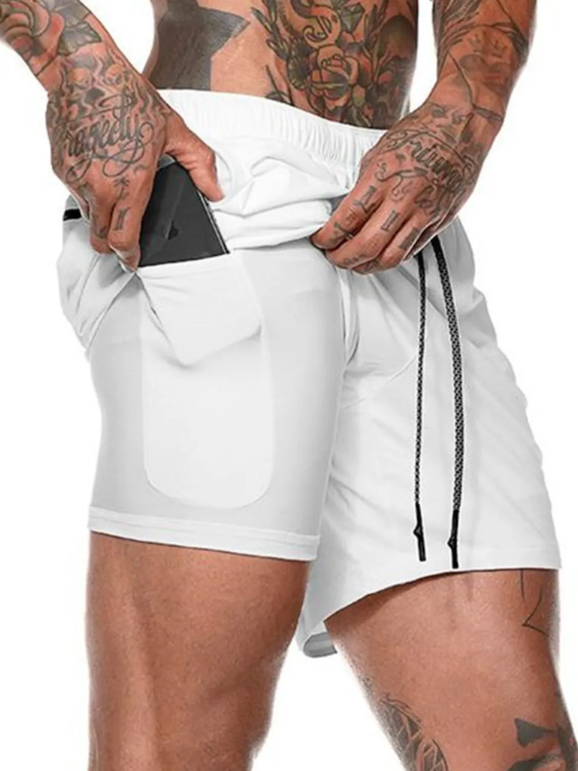 Men's Plus Size Drawstring Active Shorts
