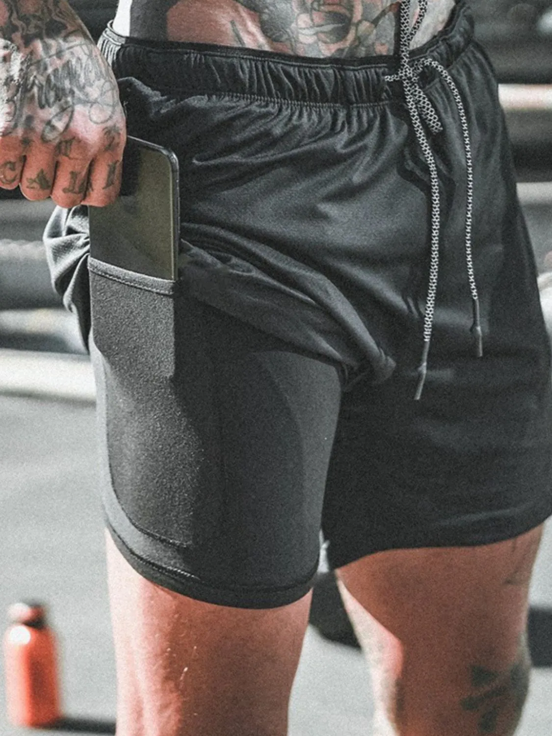 Men's Plus Size Drawstring Active Shorts