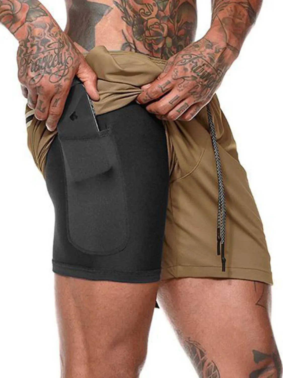 Men's Plus Size Drawstring Active Shorts