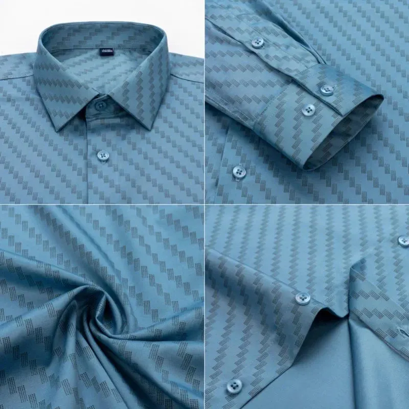Men's Shirts Long Sleeve Slim Fit Ice Silk Non-iron Business Luxury Formal Social Dress Shirts Blouse Men Clothes