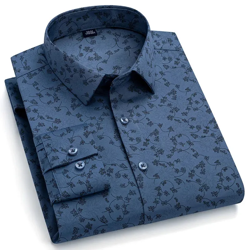 Men's Shirts Long Sleeve Slim Fit Ice Silk Non-iron Business Luxury Formal Social Dress Shirts Blouse Men Clothes