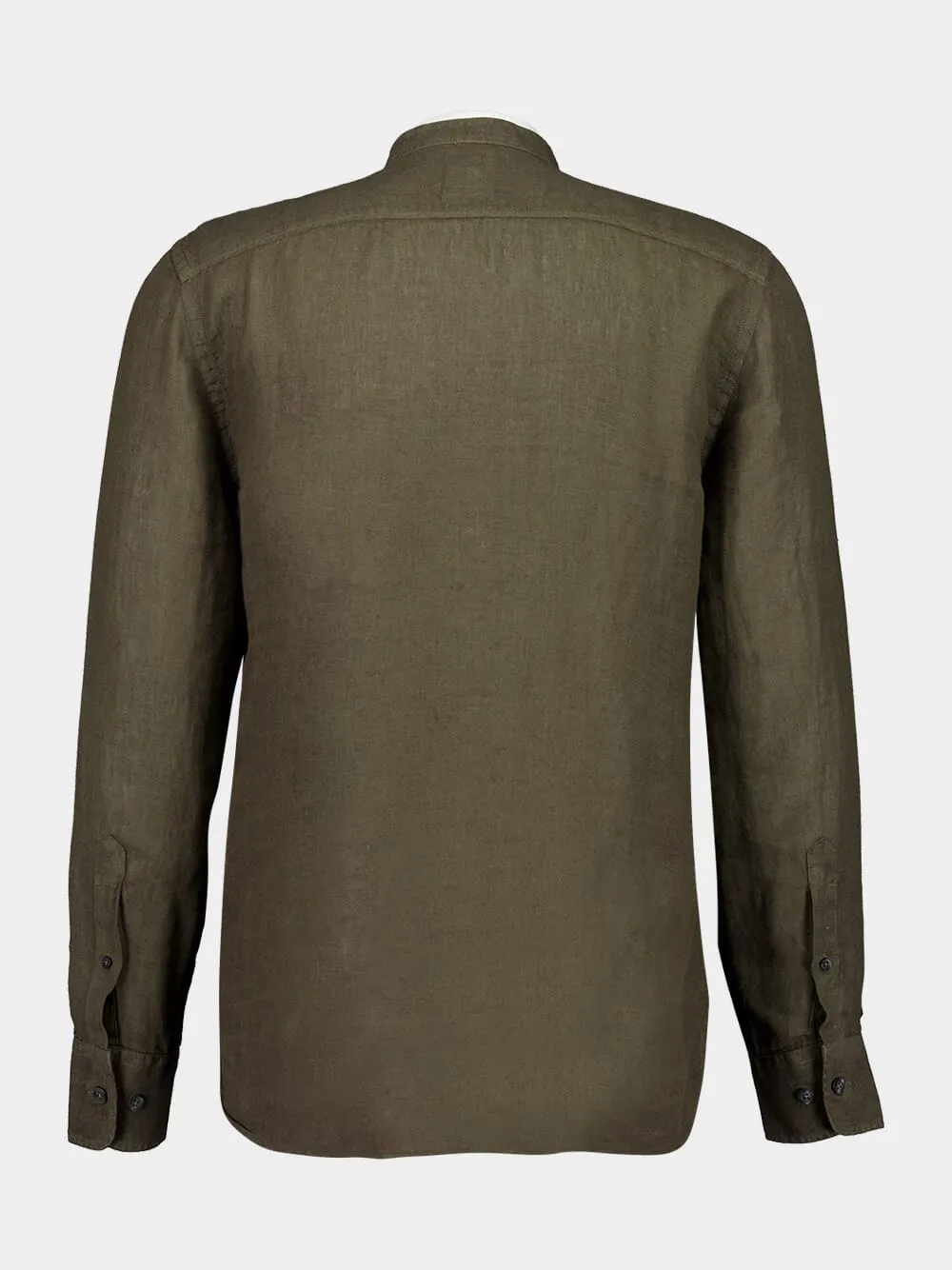Military Green Slim-Fit Linen Shirt