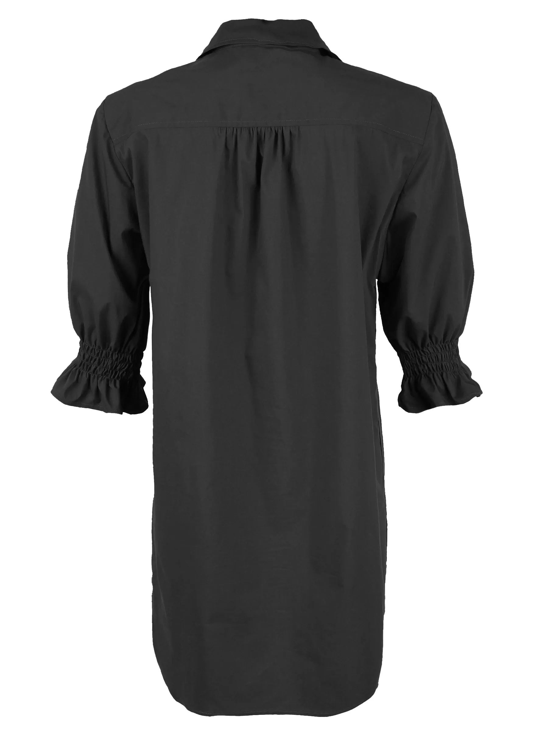 Miller Puff Sleeve Shirt Black Dress Crisp Cotton