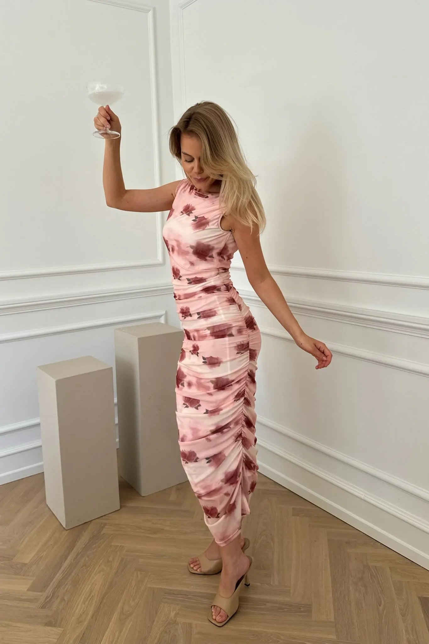 MiraIC Mesh Kjole - Rosa print