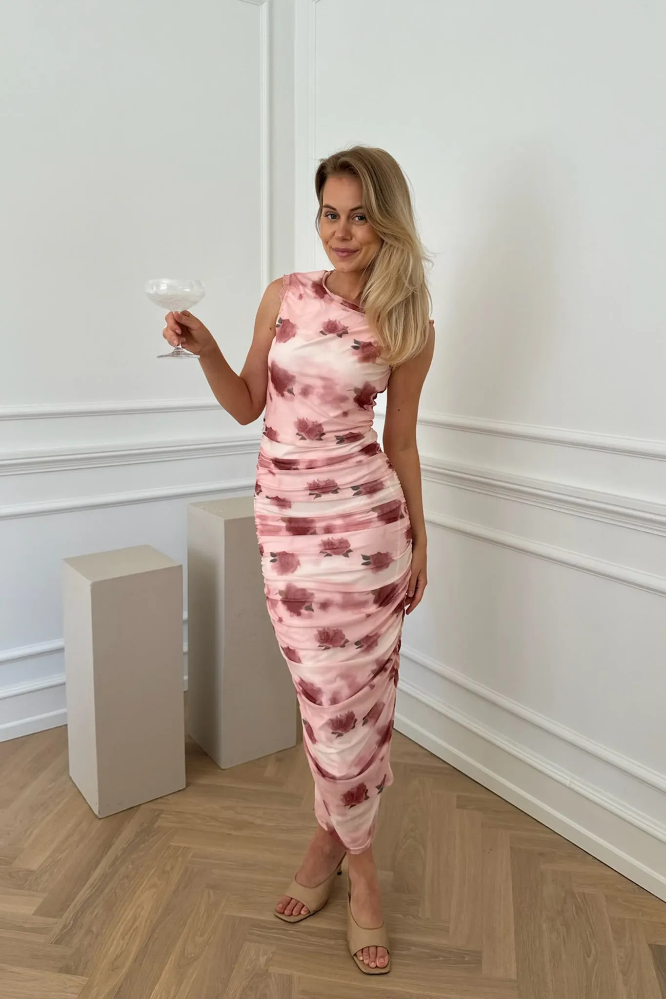 MiraIC Mesh Kjole - Rosa print