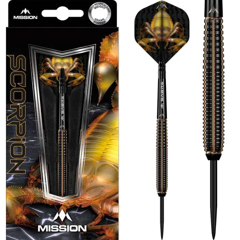 Mission Scorpion Darts | Steel Tip | 90% Tungsten | Black & Gold Electro