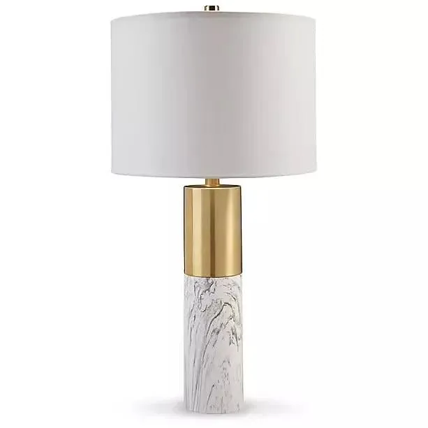 Modern Table Lamps in White and Gray Faux Marble (Set of 2)