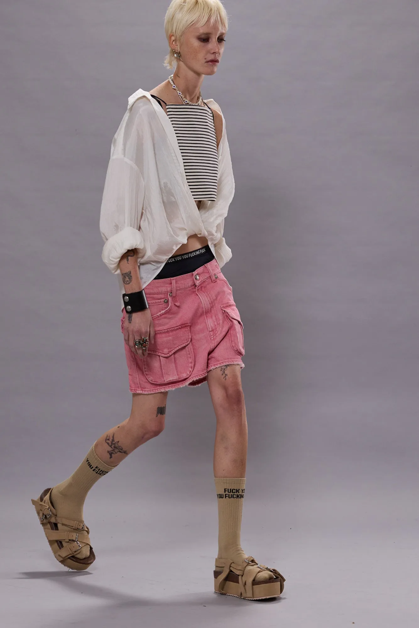 MULTI POCKET SHORTS - CORAL STRETCH