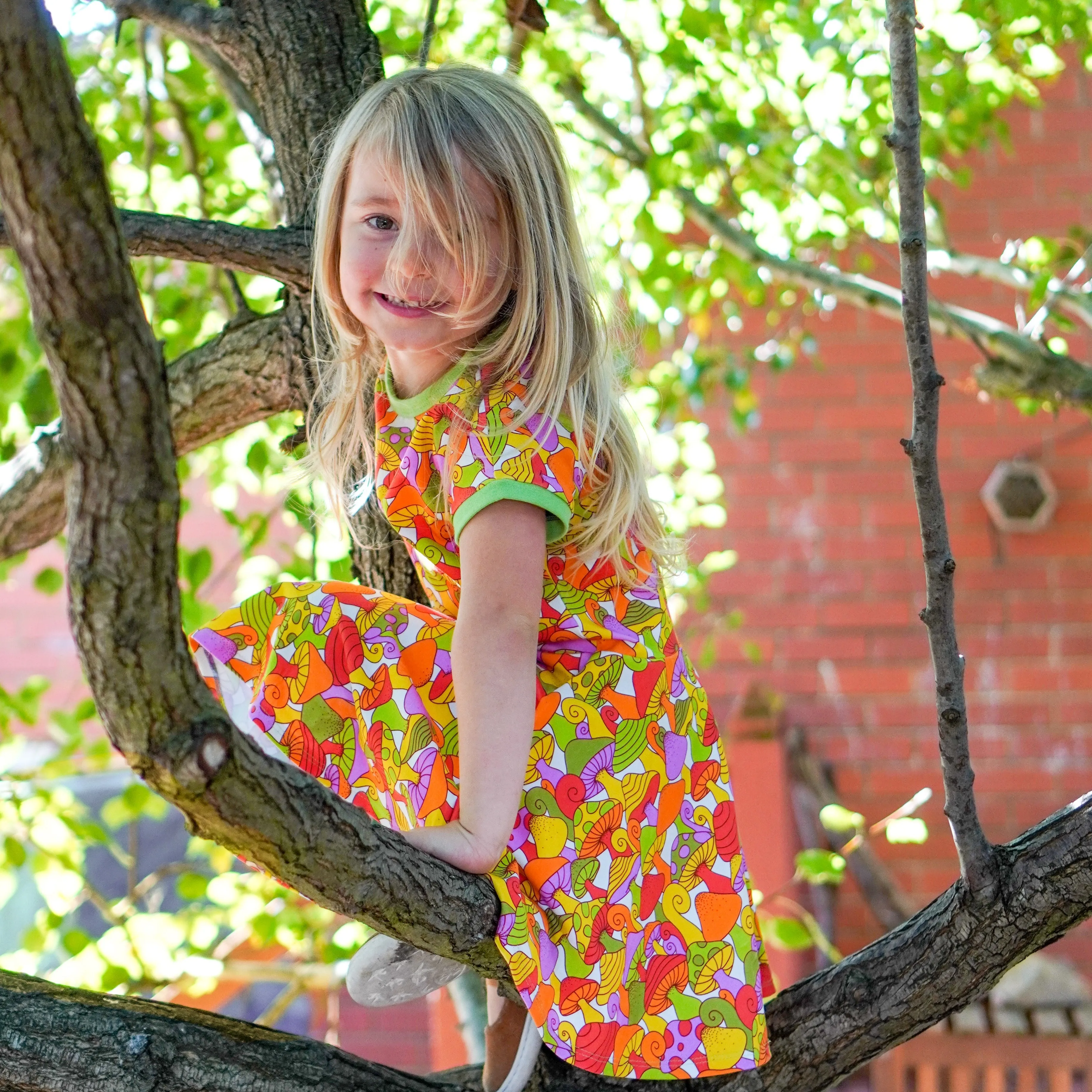 Mushroom Treasure Short Sleeve Dress - 2 Left Size 2-3 & 9-10 years