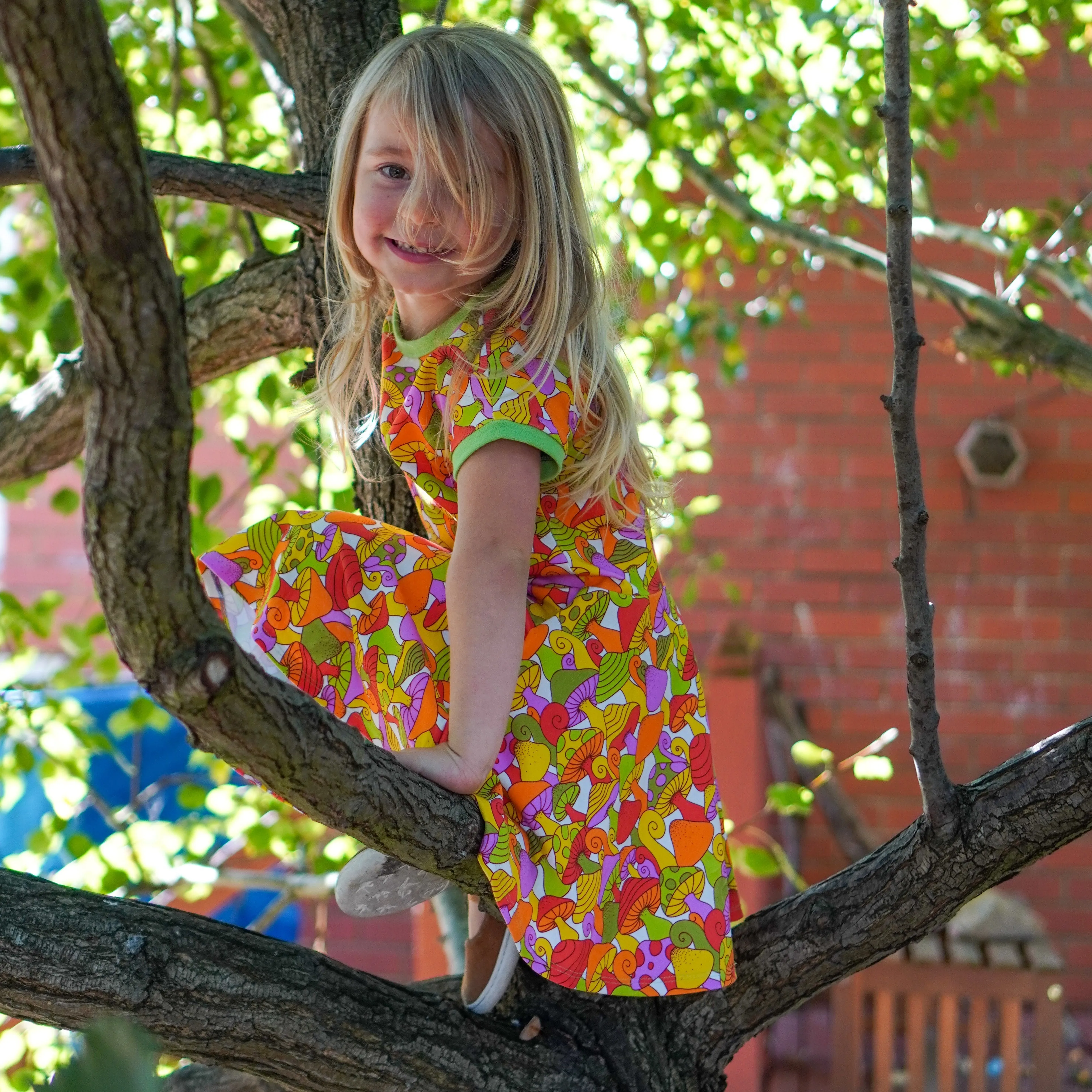 Mushroom Treasure Short Sleeve Dress - 2 Left Size 2-3 & 9-10 years