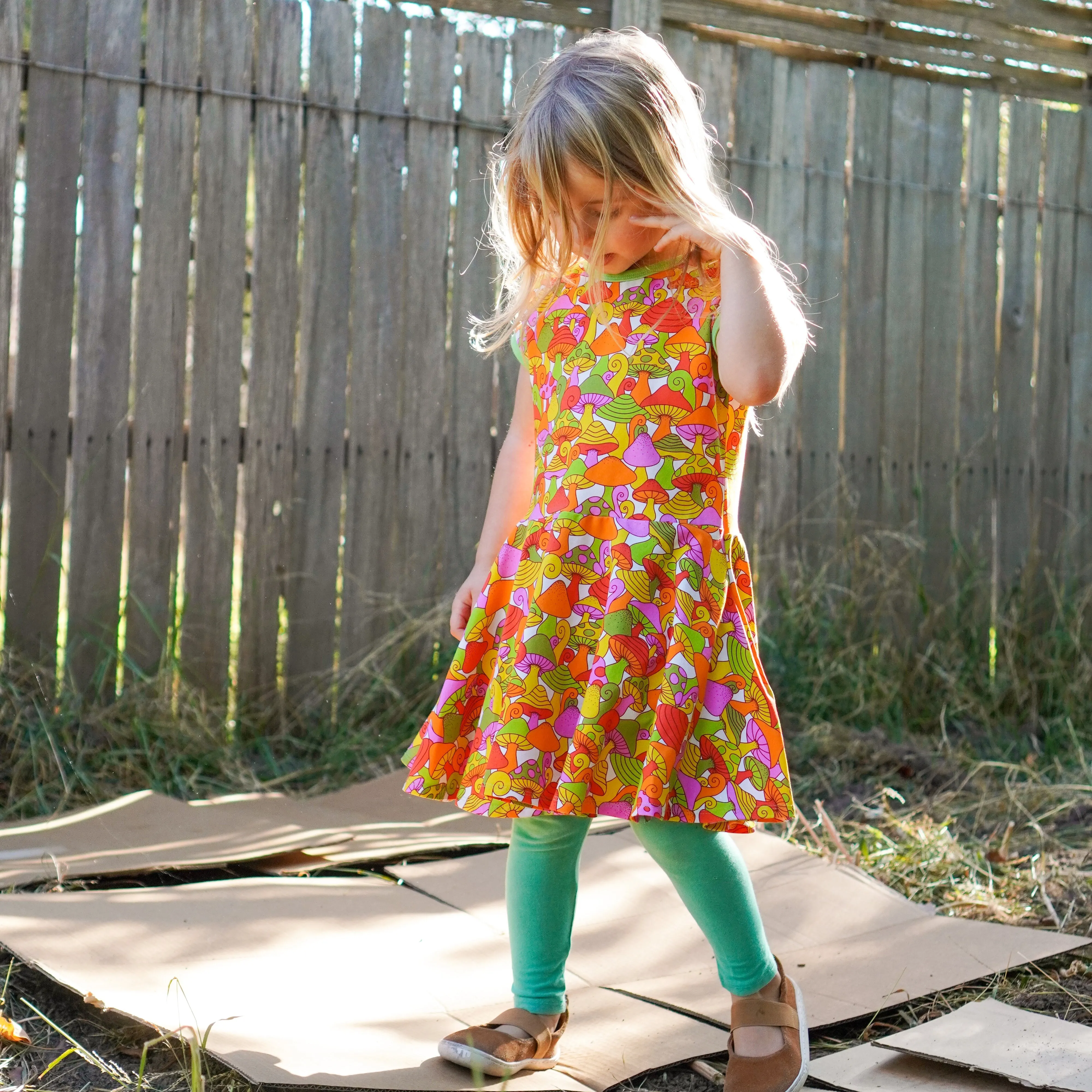 Mushroom Treasure Short Sleeve Dress - 2 Left Size 2-3 & 9-10 years