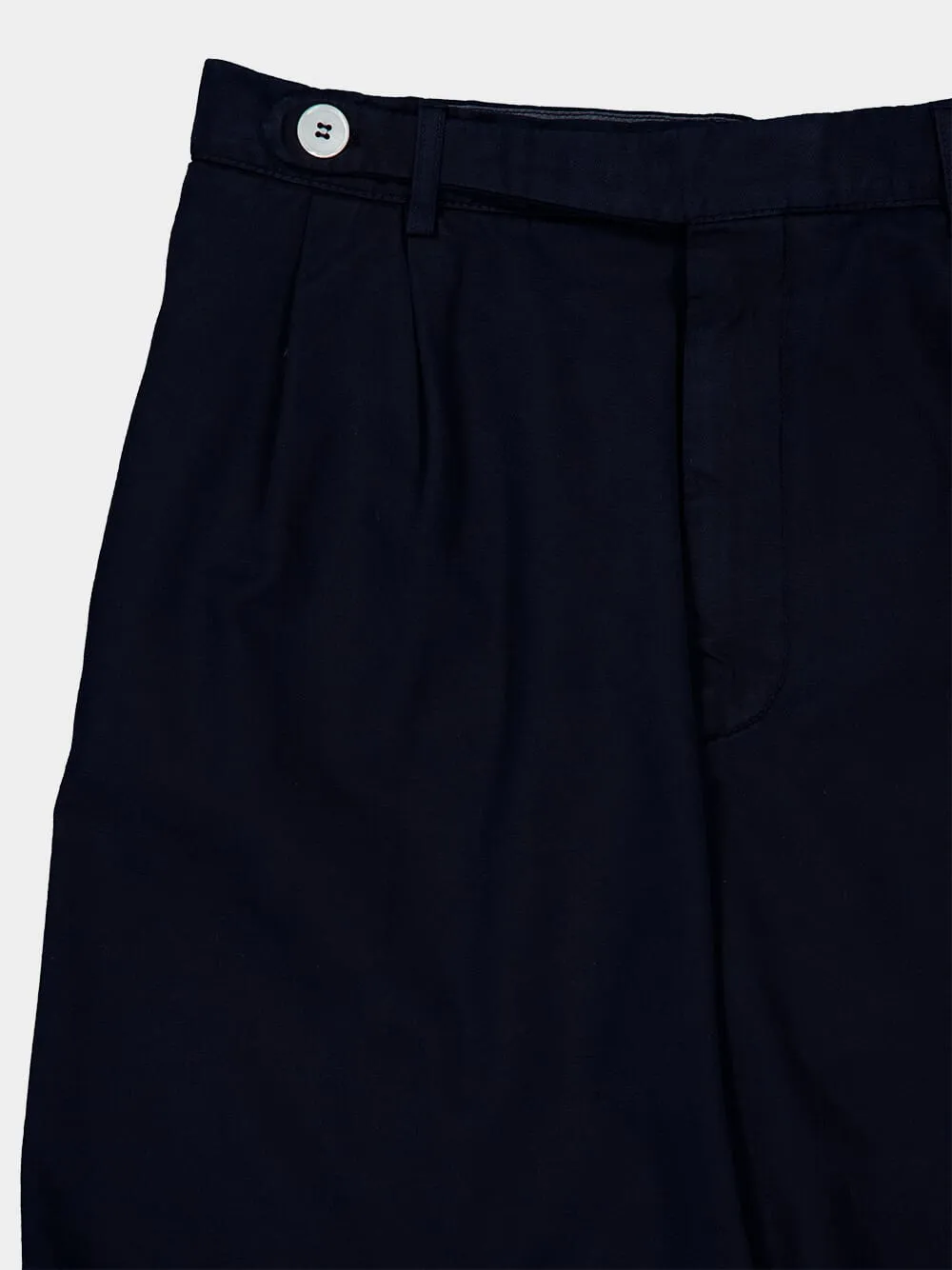 Navy Blue Tailored Woven Cotton Bermuda Shorts