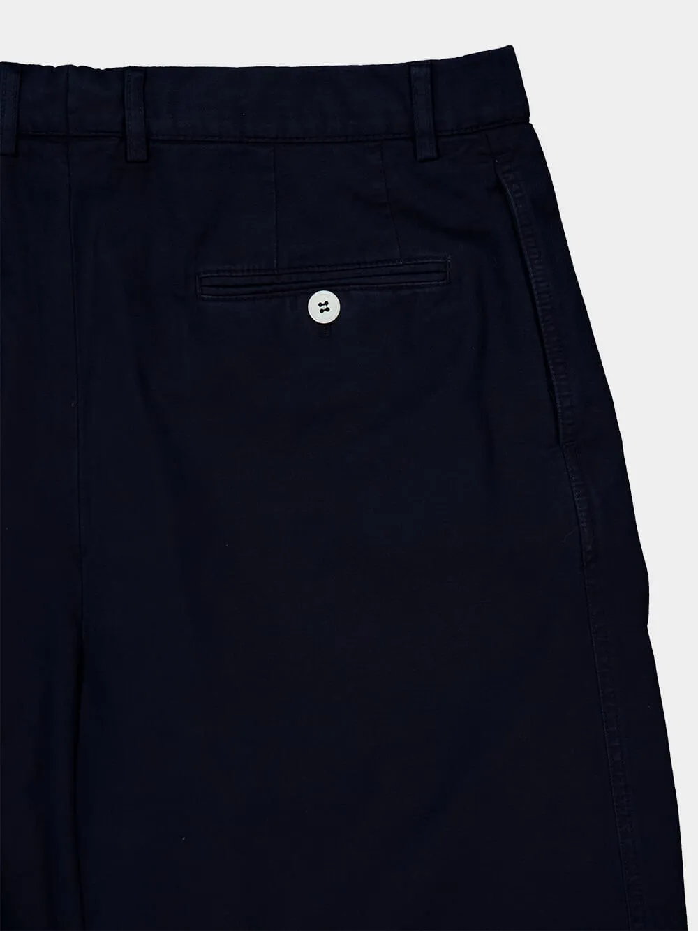 Navy Blue Tailored Woven Cotton Bermuda Shorts