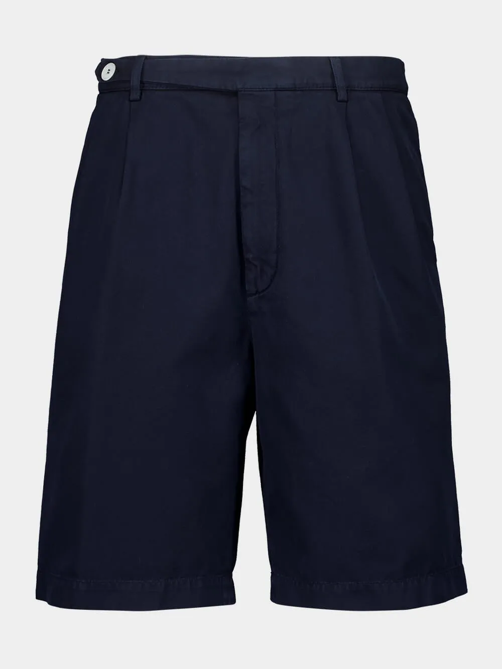 Navy Blue Tailored Woven Cotton Bermuda Shorts