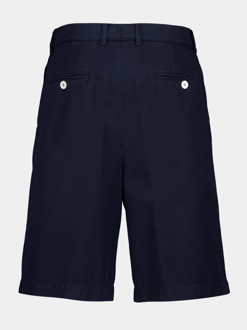 Navy Blue Tailored Woven Cotton Bermuda Shorts