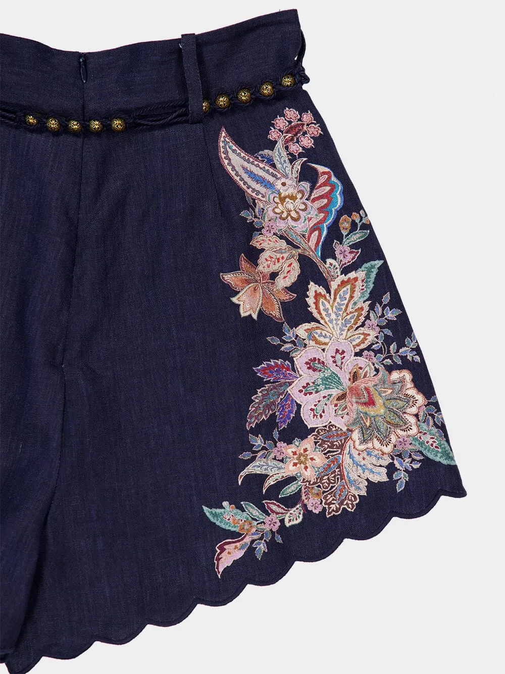 Navy Casual Fit Shorts with Rhiannon Tuck
