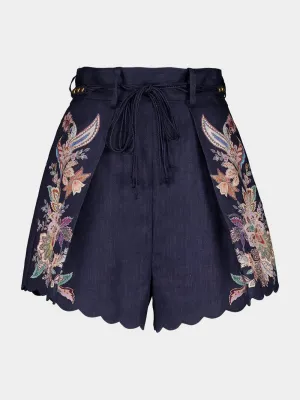 Navy Casual Fit Shorts with Rhiannon Tuck