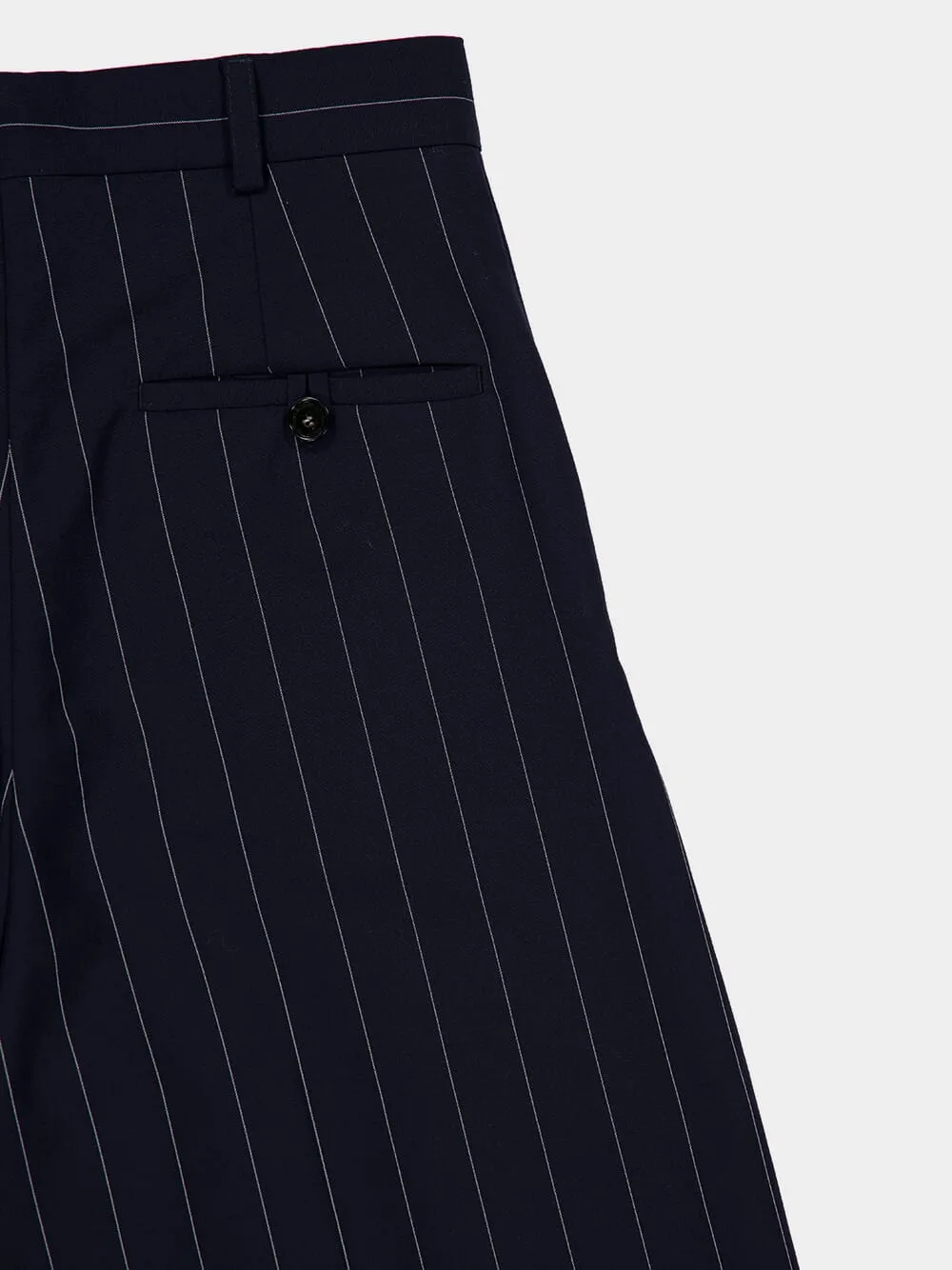 Navy Tailored Pinstripe Wool Shorts