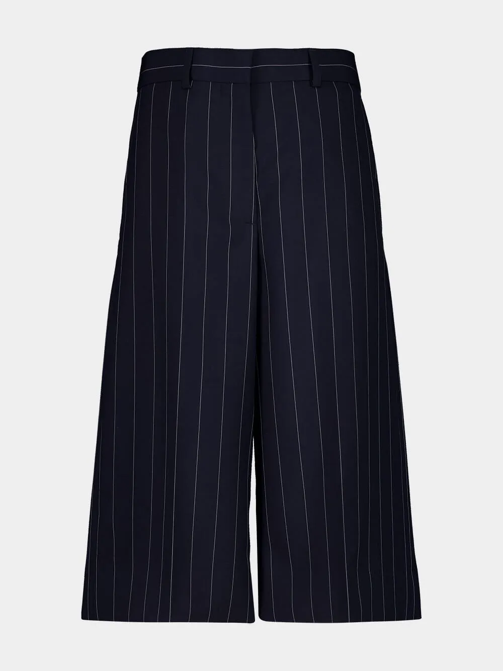 Navy Tailored Pinstripe Wool Shorts