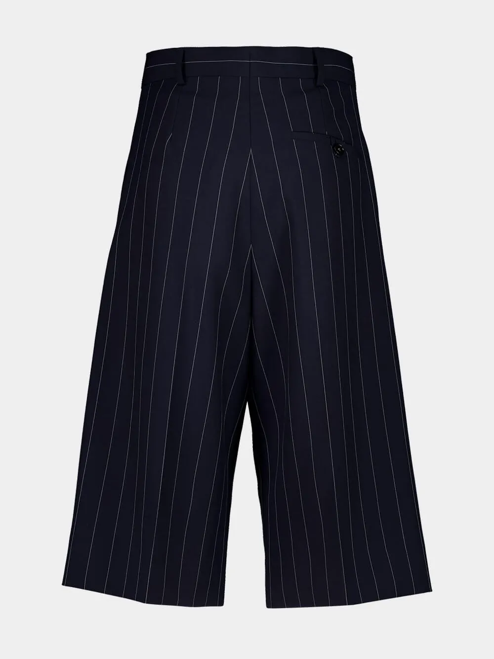 Navy Tailored Pinstripe Wool Shorts